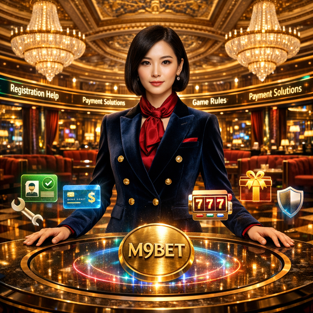Professional Asian support expert at M9BET luxury casino help center providing comprehensive assistance for online casino Singapore real money players on registration, payments, game rules, bonuses, technical issues, and responsible gaming.
